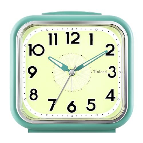5.5" Large Analog Alarm Clock Silent Non Ticking, Glow in Dark dial, Gentle Wake, Beep Sounds, Increasing Volume, Battery Operated Snooze and Manual Light, Easy Set (Best for Elder)