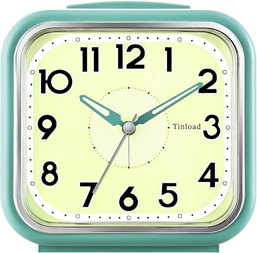 5.5" Large Analog Alarm Clock Silent Non Ticking, Glow in Dark dial, Gentle Wake, Beep Sounds, Increasing Volume, Battery Operated Snooze and Manual Light, Easy Set (Best for Elder)