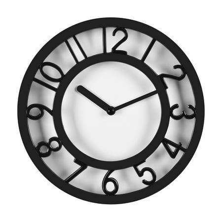 8 Modern Simple Wall Clock Indoor Non-Ticking Silen Wall Clock, Black