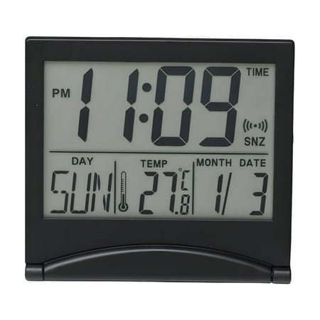 ACDANC Alarm Clock,Foldable Design Digital Clock,Temperature Display Bedside Clock,Black