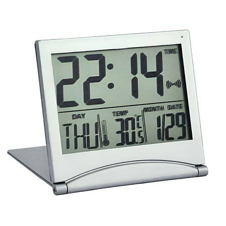 ACDANC Alarm Clock,Practical Digital Digital Clock,Easy to Carry Bedside Clock,Silver