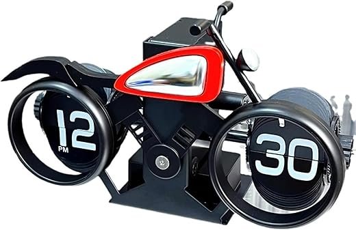 Adventurers Retro Motorcycle Flip Clock – Creative Page-Turning Alarm Clock for Living Room, Study, Office, or Café Decor
