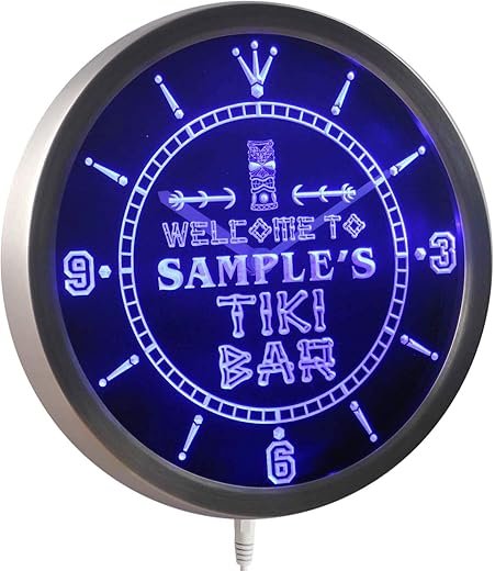 AdvPro ncpm-tm Tiki Bar Personalized Your Name Bar Beer Sign Neon LED Wall Clock