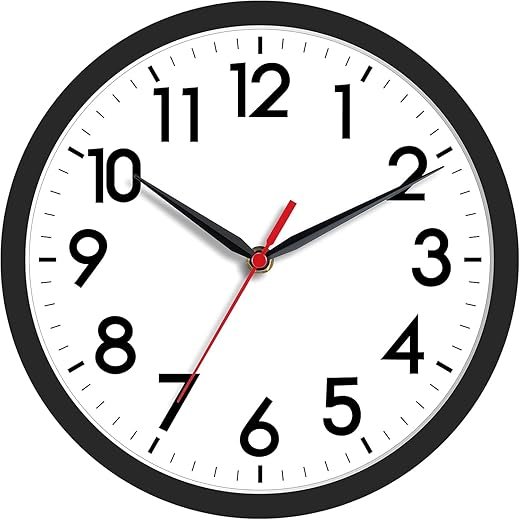 AKCISOT Wall Clock, Modern Small Wall Clocks Battery Operated 8 Inch, Silent Non-Ticking Analog Classic for Office, Home, Bathroom, Kitchen, Bedroom, School(Black)