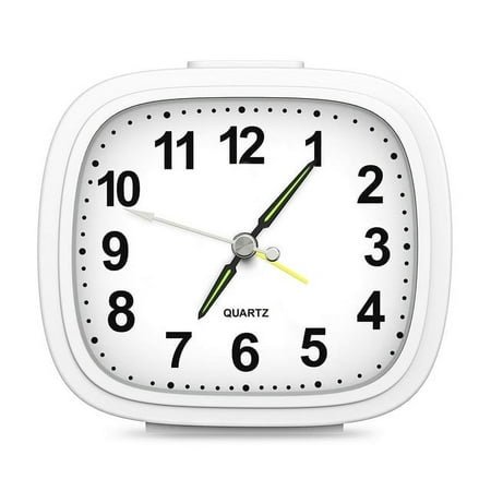 Alarm Clock, AMIR Silent Non Ticking Clock with Snooze Night Light Clock for Bedroom Bedside Kids Elderly White