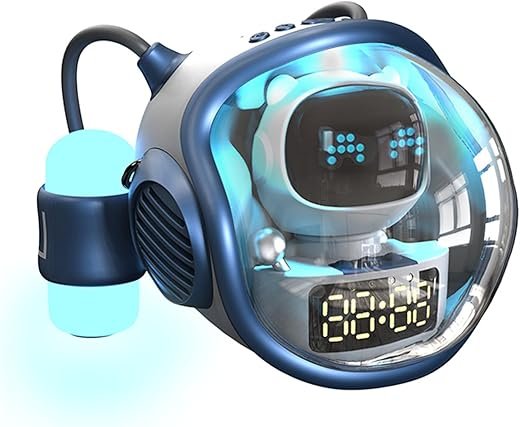 Alarm Clock for Kids with Bluetooth Speaker and Night Light – Spaceship-Themed Digital Clock with FM Radio, TF Card Support, Dual Alarms, and Hands-Free Call – Ideal for Boys and Girls Bedroom