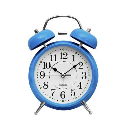 Alarm Clock Retro Twin Bell Metal Desk Table Analog Clock Silent With Night Light For Home Office Mini Travel Alarm Clock