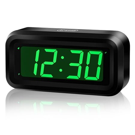 Alarm Clock, Small Digital Clock, 1.2inch Green LED Clock, Adjustable Brightness, Dim Night Mode, 12H/24H, Battery Operated, Wall-Mounted, Snooze, Clock for Bedroom, Travel Clock, Kids Clock