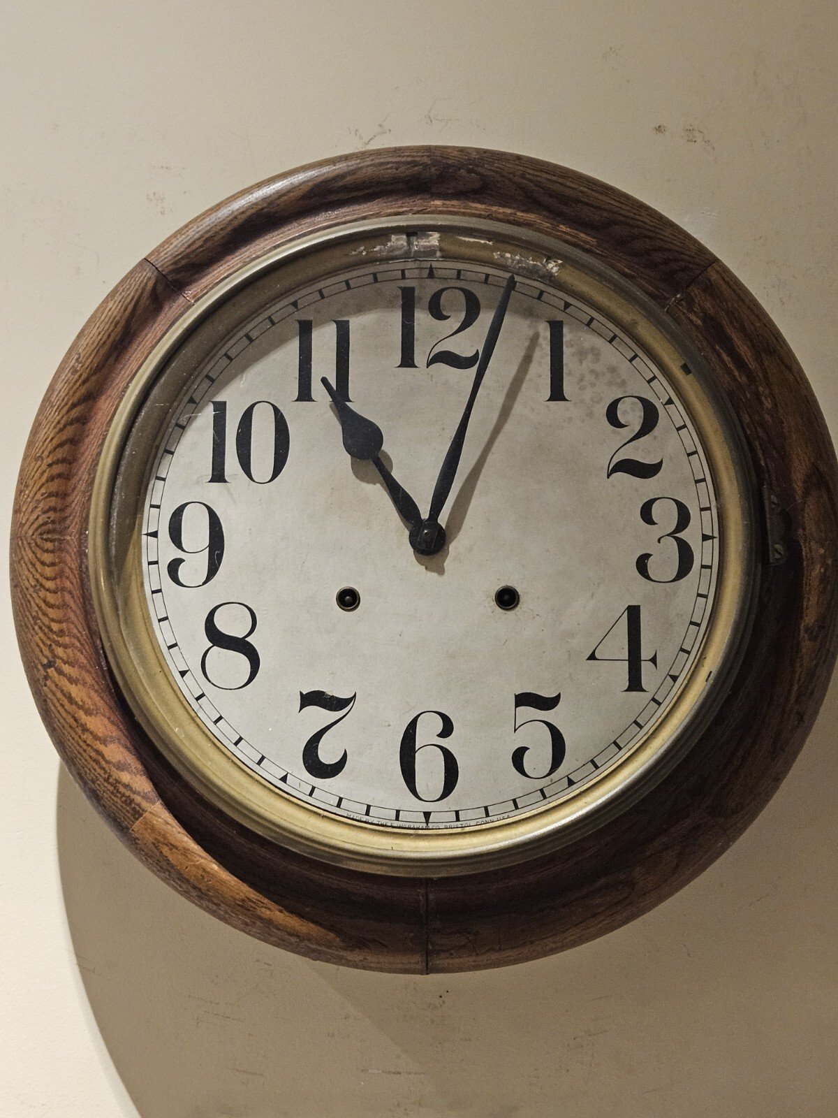 Antique 1924 INGRAHAM 8 Day 'Time & Strike' Oak Gallery Regulator Wall Clock 16"