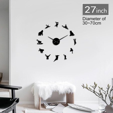Ape And Monkey Orangutan Acrylic 3D DIY Wall Clocks Old World Monkeys Africa Animals Quartz Clock Battery Operated Clock Watch(Black,27inch)