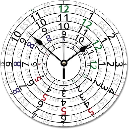 ArogGeld Time Zone Wall Clock Personalized Decorative Clock Silent Non Ticking Wooden Wall Clock Battery Operated Esay Read for Home Decor Kids Room Office Housewarming Gift