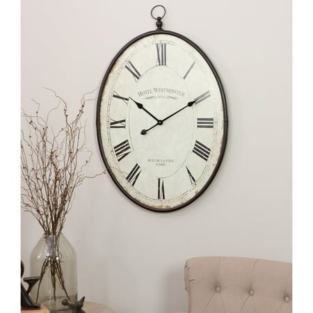 Aspire Home Accents Ines Large Oval Wall Clock - 36H x 23.5W x 1.5D