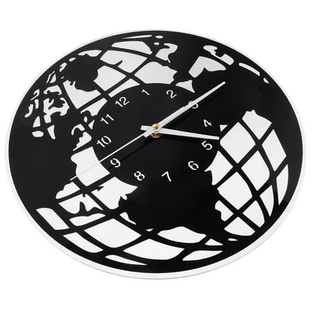 AURARMLET World Map Clock Silent Non Ticking Black Plastic Home Decoration 1Pack