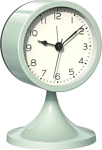 AYRELY® 3 Cute Analog Alarm Clock,Small Retro Table Clock Battery Operated,Slient Metal Desk Clock with Light for Living Room Decor,Bedroom,Bedside,Shelf(Green)