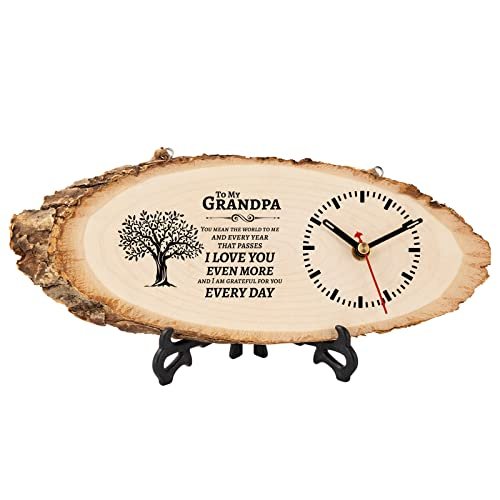 BeauGift Grandpa Gifts, Christmas Wooden Clock Birthday Gifts for Granddad from Grandkid Grandson Best Grandfather Ever Gifts to My Gramps Pops Opa Granddaddy