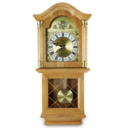 Bedford Clock Collection Classic 26 Deco Wall Clock with Pendulum