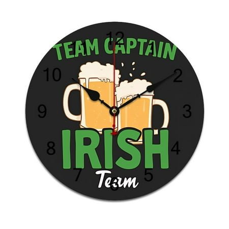 Beer Irish Team Leader 01 Time Decorative Wall Clocks Round Large Wall Watch Bedroom Home Decor 10 12 14 Inch