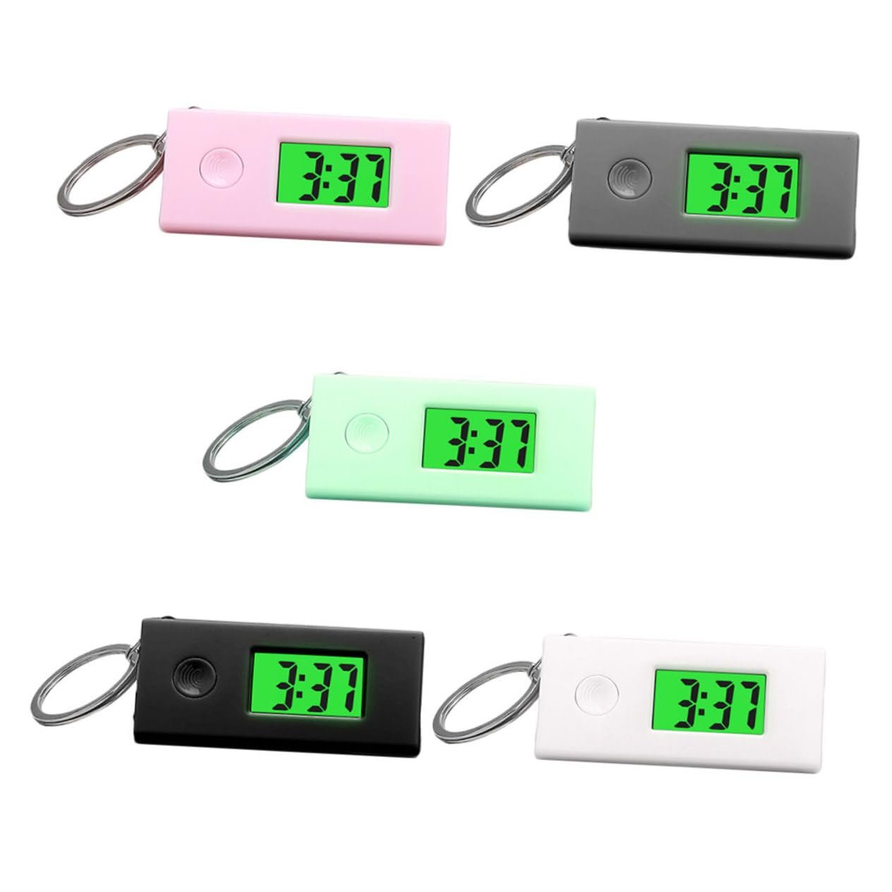 BESTYASH 5 Pcs Silent Digital Watch Key Chain Watch Keychain for Backpacks Key Ring Pocket Watch Keychains for Climbing Pocket Watches Digital Pocket Alarm Clock Watches Clip Plastic