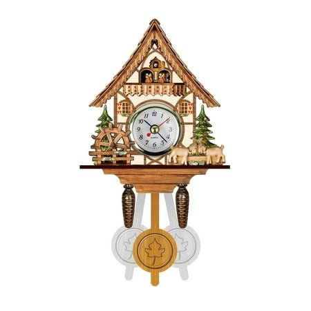 Bird Clock Traditional Alarm Clock Imitation Wood Grain Dial Easy To Read Natural Cuckoo Clock Living Room Home Decoration