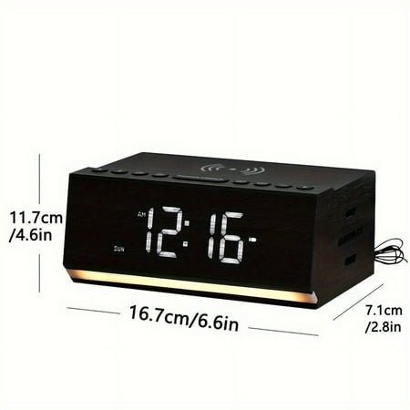 Bluetooth Speaker Wooden Radio Alarm Clock - Dimmable Display for at-a-Glance Clock, Sleep-Friendly Light, Natural Alarm & Premium FM Radio for a Gentle Wake-Up Plugged in Alarm Clock Radio