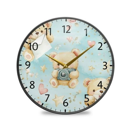 BZSMCE Wall Clock Acrylic Size：9.5*9.5in/11.9*11.9in Bears with Love Letters Design Pattern Clock