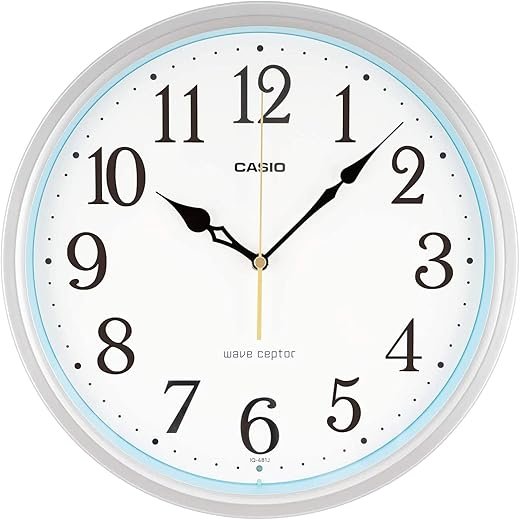 CASIO IQ-481J-8JF Wall Clock, Radio, Silver, Diameter 12.0 inches (30.5 cm), Analog, Night Second Hand Stop