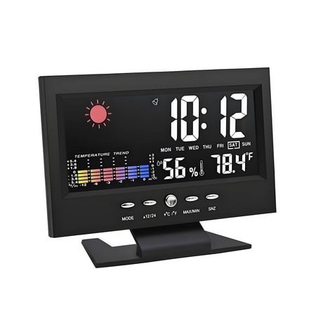 CCOCC Atomic Clock,Large Display Digital Clock with Colorful Screen,Voice Controlled Backlight Atomic Wall Clock with Weather Forecast