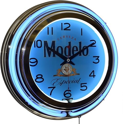 Cerveza Modelo Especial Beer Logo 15" Blue Double Neon Clock Man Cave Pub Decor