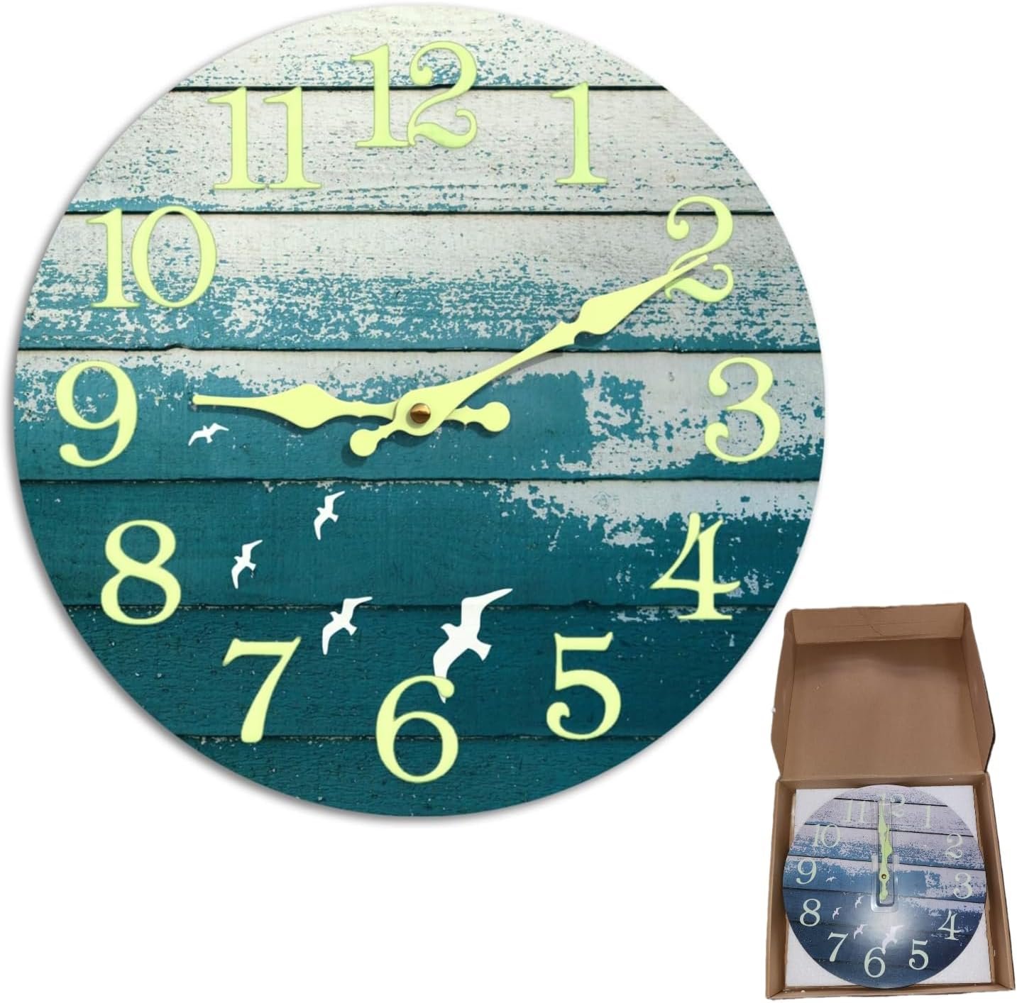 CEYAZYE 12 Inch Glow in The Dark Wall Clock for Bedroom, Night Light Up Wall Clocks Battery Operated, Silent Non-Ticking Unique Lighted Wall Clock Vintage Decorative for Office Living Room Kitchen