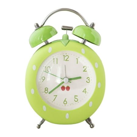 Ciwanning Loud Twin Bells Alarm Clock For Heavy Sleepers Kids Seniors Quiet Quartzs Strawberry Shape Night Light Decors