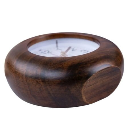 CIYISON 4.5 Simple Wood Alarm Clock Quiet Ticking, Battery Operated with Light ROUND