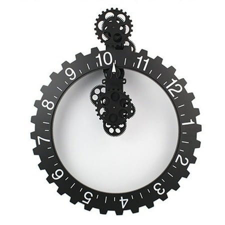 Classic Creative Home of the Continental Bell Gear Clock, Unique Amazing DIY Home Wall Clock, Admirable Rejor for Living Room (black)