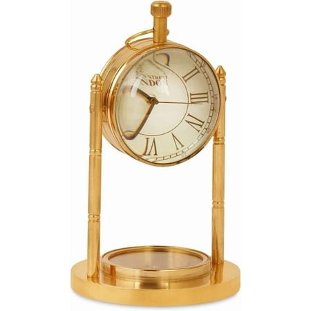 Classico Trading Company Vintage Brass Desk Clock – Elegant Antique Table Timepiece, Classic Home Décor & Unique Gift
