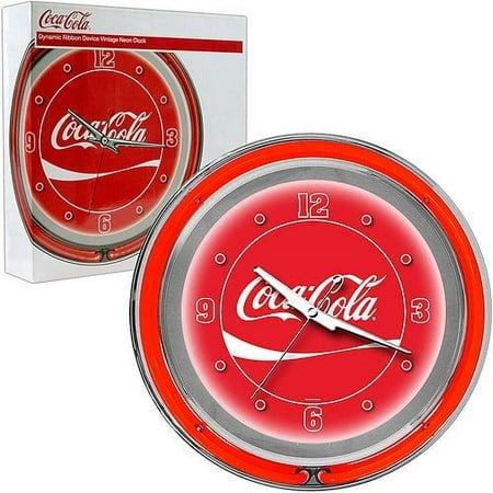Coca-Cola Neon Clock, Dynamic Ribbon, 2 Neon Rings