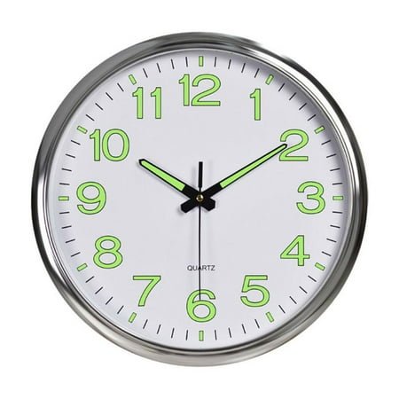 COCEQUC Large 12 inch Modern Battery Wall Clock Luminous Glow Night Light Quartz Silent M6T0