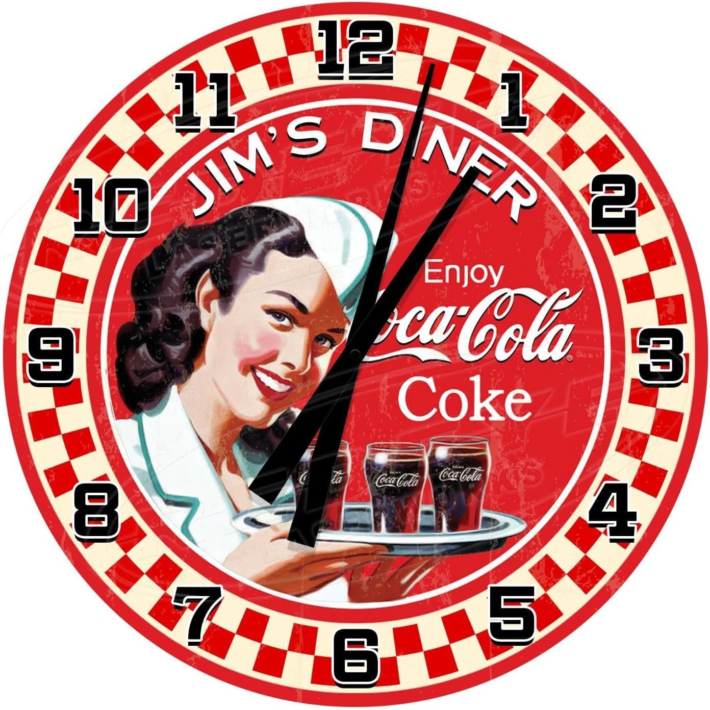 Coke Diner Customized Vintage Small 12" Metal Wall Clock