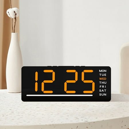 Coollooc Digital Alarm Clock with LCD Display, Simple Operation, Snooze Back Light, Display Time Date Month, Temperature Multifunction Clock for Bedrooms Office Travel Heavy Sleepers(A,Orange)