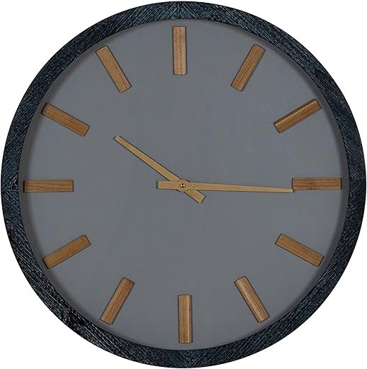 Cooper Classics Shannon Matte Aged Gray 23 1/2" Round Wall Clock