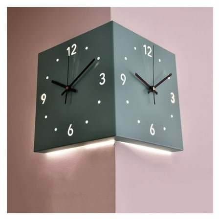 Corner Wall Clock with Light, Luxury Double Sided Hanging Clock Digital Hollowed Out