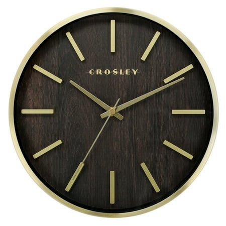 Crosley Analog 10 Gold Metal Quartz Accurate Wall Clock with Raised Hour Marks