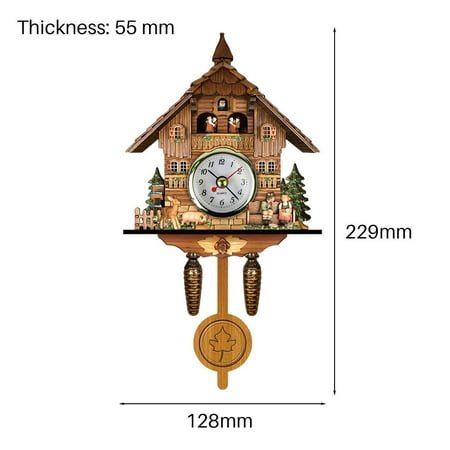 Cuckoo Clock Antique Wooden Cuckoo Birdhouse Wall Clock Home Decor Hanging Cuckoo Clock Auto Swing Bell Pendulum Home Decor