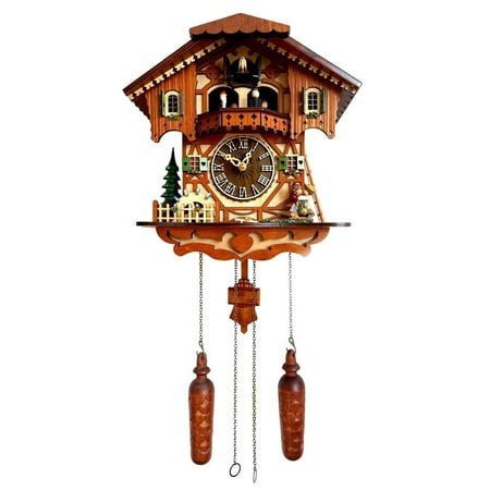 Cuckoo Clock Traditional Chalet Black Forest House Clock Handcrafted Wooden Wall Pendulum