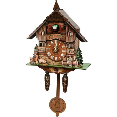 Cuckoo Clock, Vintage Wall Clock with Quartz Movement, German Cuckoo Clock with Blackforest Hillside Chalet Design for Home Decoration, Bars, Cafes, Store