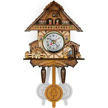 Cuckoo Clock,Wooden Coo Coo Clock With Pendulum,Vintage Wooden Wall Clock For Living Room Home Kitchen Decor