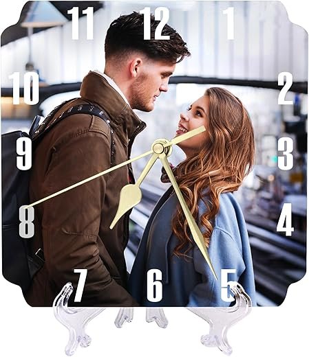 Custom Wall Clock, Photo Wall Clocks for Living Room Decor with Photo,Customized Gift for Birthday Wedding Valentine's Day Fits Living Room Kitchen Bathroom