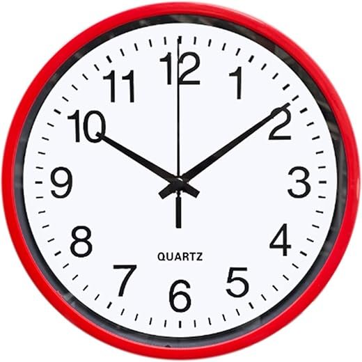 Cyrank 8 Inch Wall Clock Silent Non Ticking Battery Operated Round Easy to Read Modern Accurate Wall Clocks for Home Study Kitchen Bedroom(red)