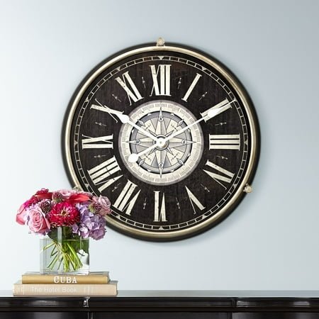Dahlia Studios Carson 21 1/4 High Glossy Black Round Metal Wall Clock