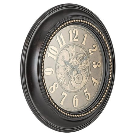 DaiZuY Rodalben Giant Decorative Light-Weight 24-inch Wall Clock Silent, Non-Ticking, 3-D Aluminum Dial, Easy-to-Read, Quartz Battery Operated, Glass Face Cover