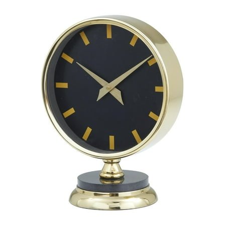 DecMode 11 Gold Stainless Steel Metal Clock with Black Face