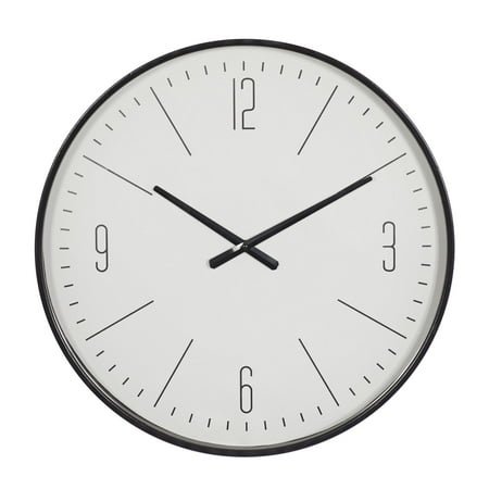 DecMode 20 Black Glass Wall Clock with White Face